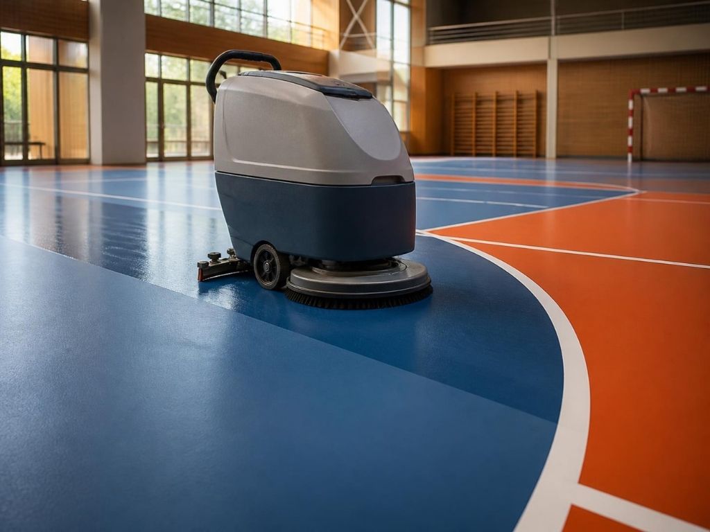 Bezspoinowa nawierzchnia poliuretanowa wylewana w hali sportowej